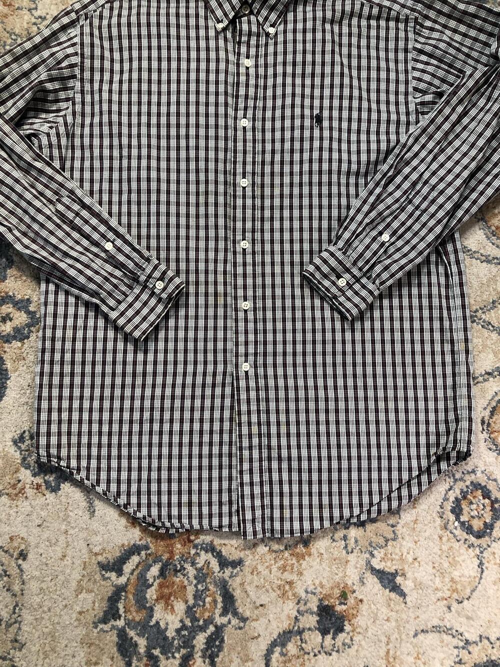 Ralph Lauren Shirt Mens Medium Black Check Long Sleeve Blake Button Down Cotton - Picture 5 of 13